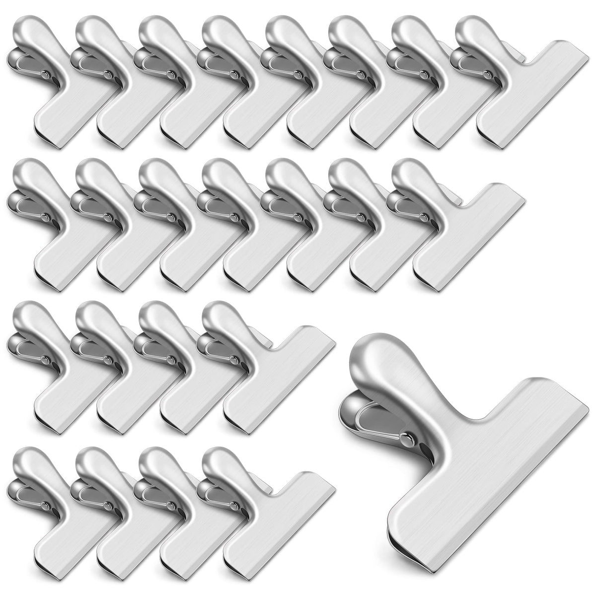 12 Pack Chip Clips, Stainless Steel Bag Clips & Food Clip, Heavy Duty Bag Clip for Food Storage, Air Tight Seal Perfect for Kitchen and Office Usage (Silver)