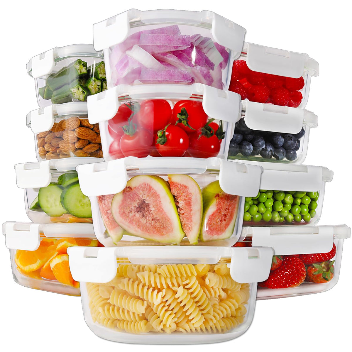 24pc Glass Food Storage Containers with Lids,Glass Meal Prep Containers