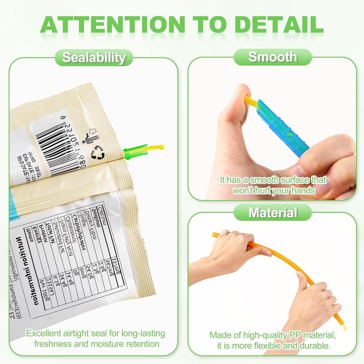22 Pack Food Bag Sealer Sticks, Reusable Chip Bag Clips, Plastic ZOXILEN