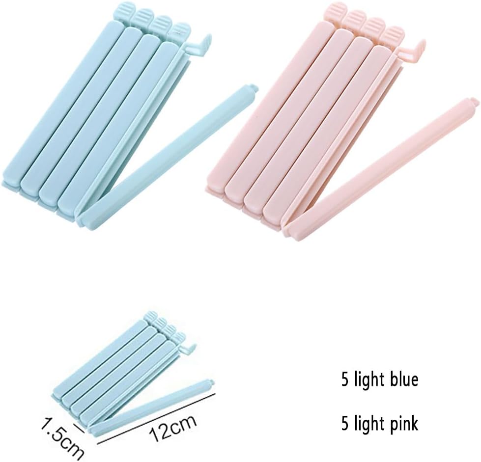 10 PCS Sealing Clip, Snack Bag Plastic Sealing Clip 4.72in, Resealable & Washable Chip Clips, for Food Storage Kitchen and Home (Light red, Light Blue)