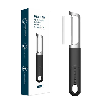 KITCHENDAO Swivel Vegetable Potato Peeler for Kitchen, Japanese Stainless Steel Sharp Blade, Heavy Duty Die-cast Construction, Built-in Eye Remover, Soft-touch Handle, Dishwasher Safe, Green