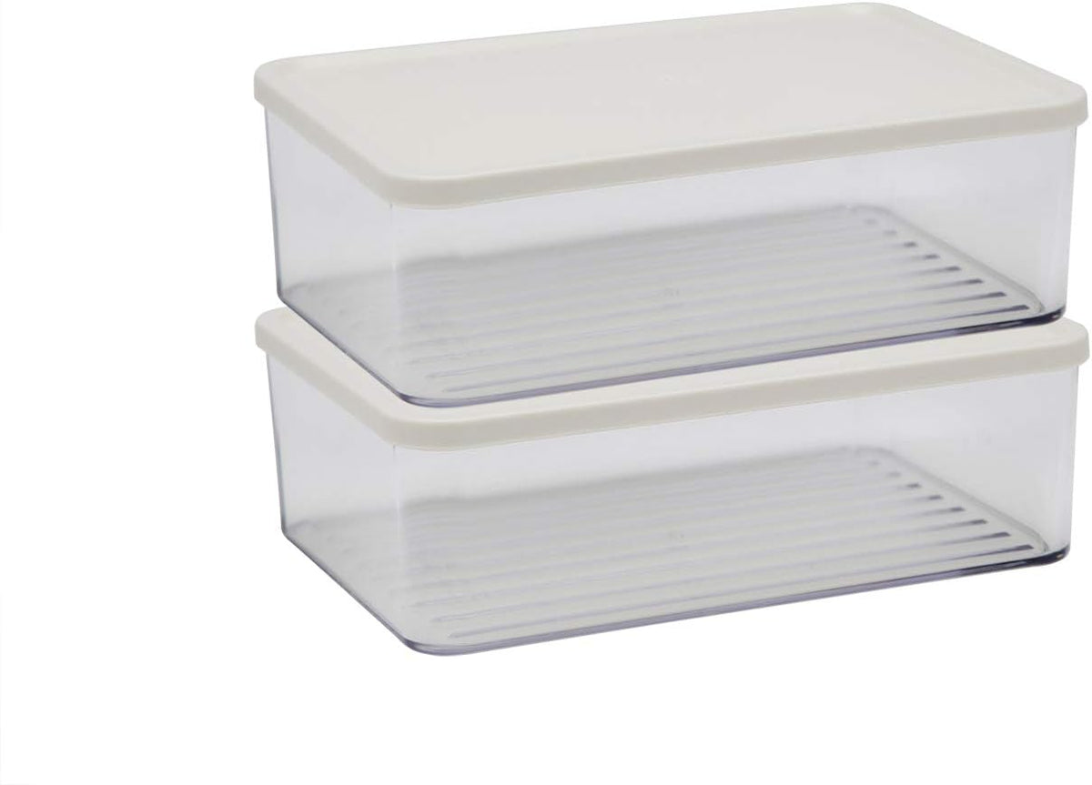 Silicook Flat Plastic Box for Kitchen for Kitchen&Refrigerator Organization, Transparent Food Storage Container for Kitchen, Fridge, Freezer (5 x 600ml)