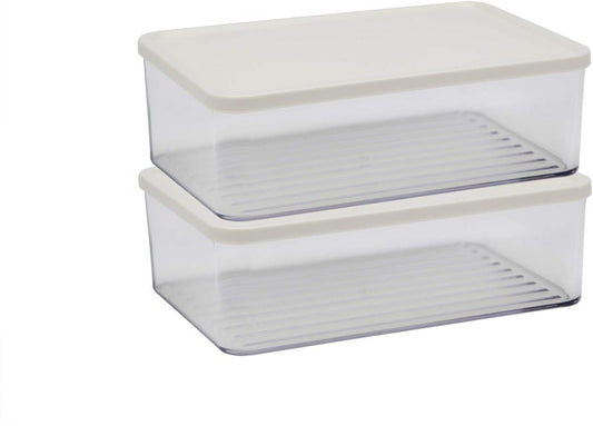 Silicook Flat Plastic Box for Kitchen for Kitchen&Refrigerator Organization, Transparent Food Storage Container for Kitchen, Fridge, Freezer (5 x 600ml)