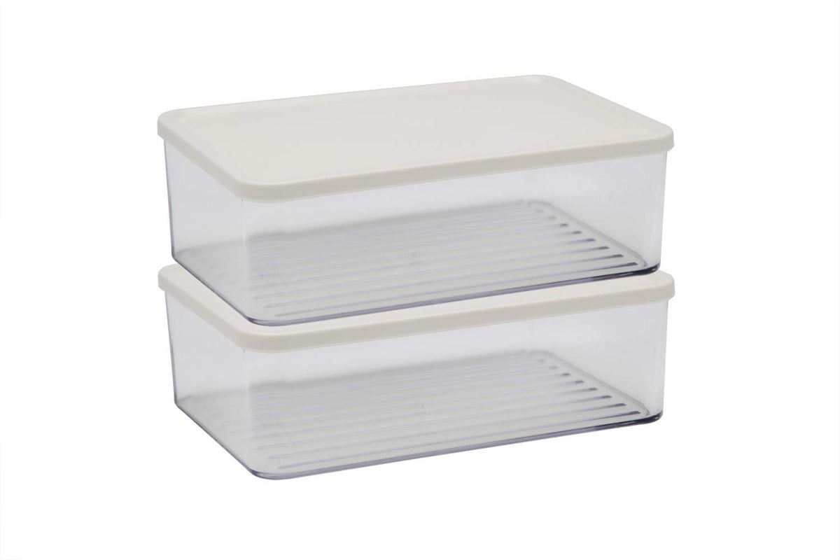 Silicook Flat Plastic Box for Kitchen for Kitchen&Refrigerator Organization, Transparent Food Storage Container for Kitchen, Fridge, Freezer (5 x 600ml)