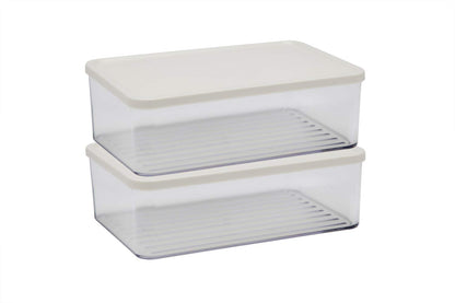 Silicook Flat Plastic Box for Kitchen for Kitchen&Refrigerator Organization, Transparent Food Storage Container for Kitchen, Fridge, Freezer (5 x 600ml)