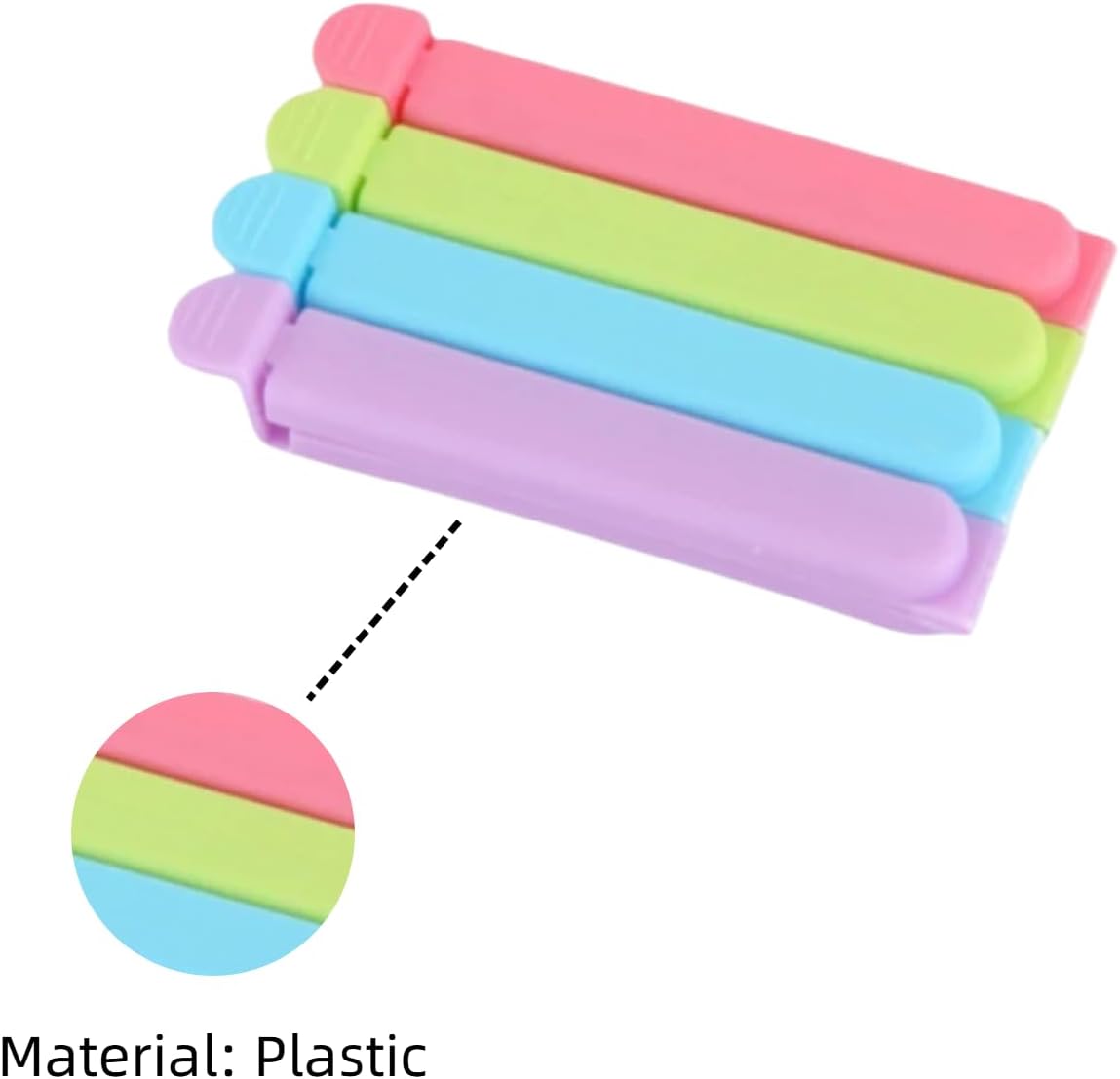 Aissmmeio12Pcs Plastic Chip,Food Grade Bag Sealer Clips for Snacks,Airtight Seal to Keep Food Fresh,Curved Design Sealing Bag Clips for Food,Kitchen and Multi Purpose Kitchen Organizer(Colors)