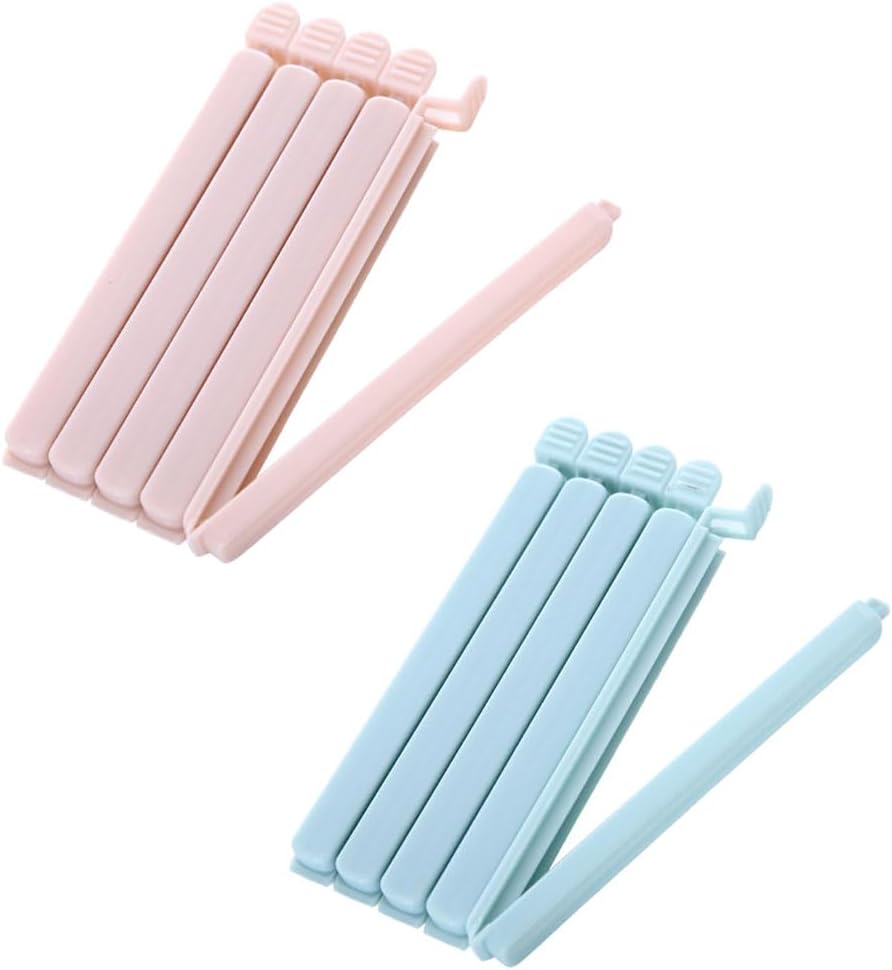 10 PCS Sealing Clip, Snack Bag Plastic Sealing Clip 4.72in, Resealable & Washable Chip Clips, for Food Storage Kitchen and Home (Light red, Light Blue)