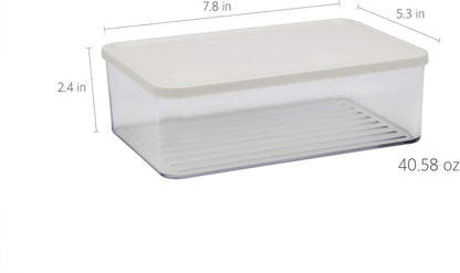 Silicook Flat Plastic Box for Kitchen for Kitchen&Refrigerator Organization, Transparent Food Storage Container for Kitchen, Fridge, Freezer (5 x 600ml)