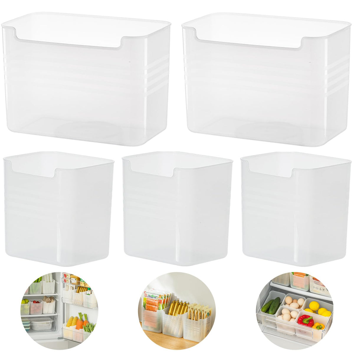3 Pack Refrigerator Organizer Box, Plastic Refrigerator Side Door Storage Containers, Space-Saving Organizer Bins for Fridge, Refrige Drawers for Fruit and Vegetable (Clear,S*3)