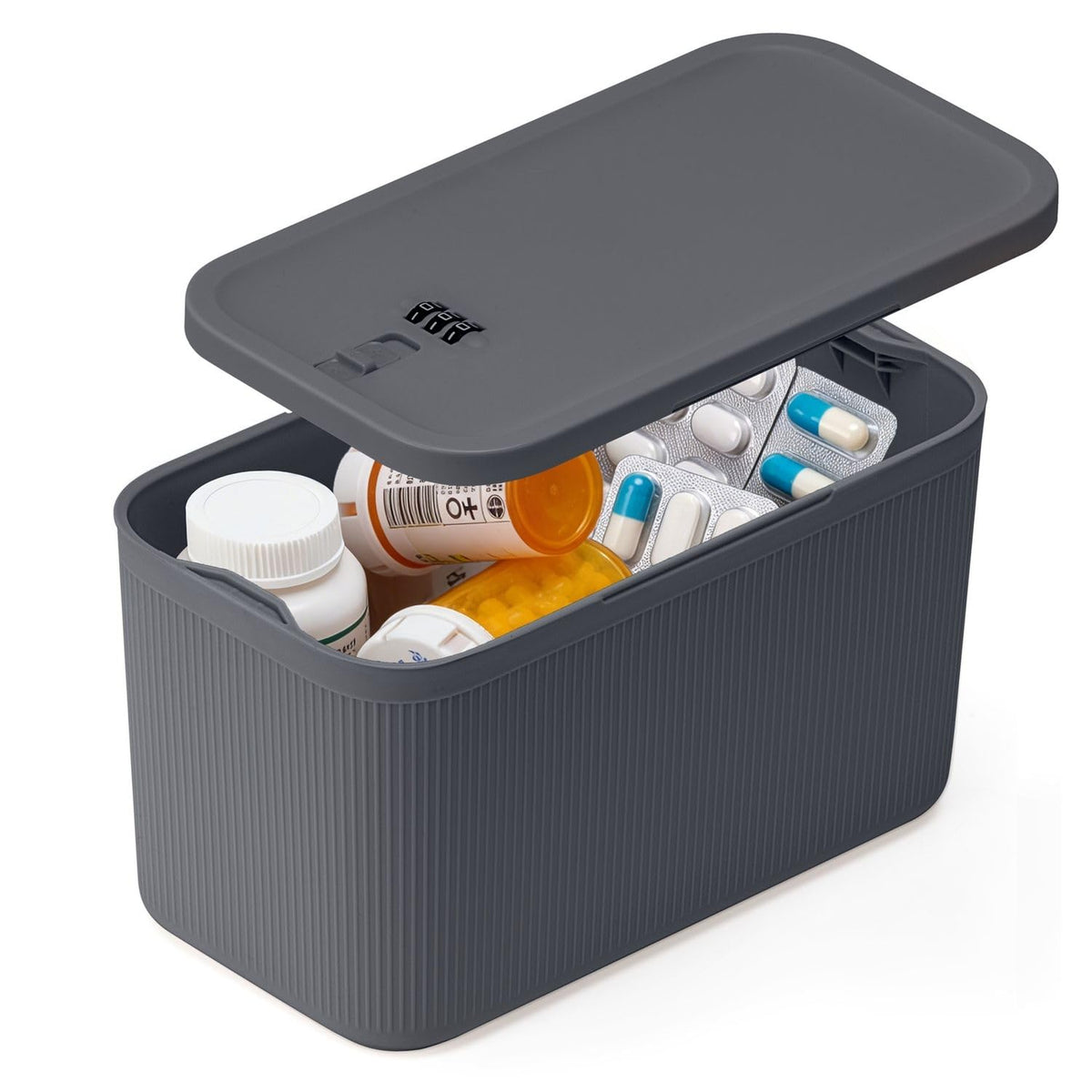 SANIDIKA Lockable Storage Box, Locking Medicine Box, Cell Phone Locked Jail, Food Medical Lockbox, Containers Bin for Personal Refrigerator Home Office Organization Travel Gift,9.25 x 5 x 3.6 (Cream)