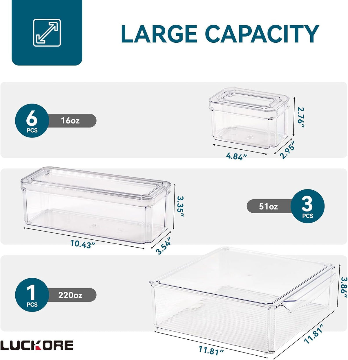 10 Pack Fridge Organizers and Storage, Clear Fridge Organizer Stackable