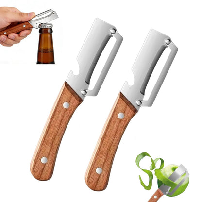 Multifunctional Vegetable Peeler with Wooden Handle for Kitchen