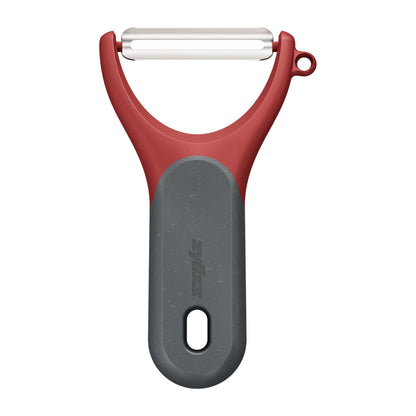 Zyliss Y Peeler – Extra-Hardened Stainless Steel Blade for Effortless Fruit & Vegetable Peeling – Built-in Eye Cutter – Ergonomic Wheatstraw Grip – Dishwasher Safe with Safety Cover – Black