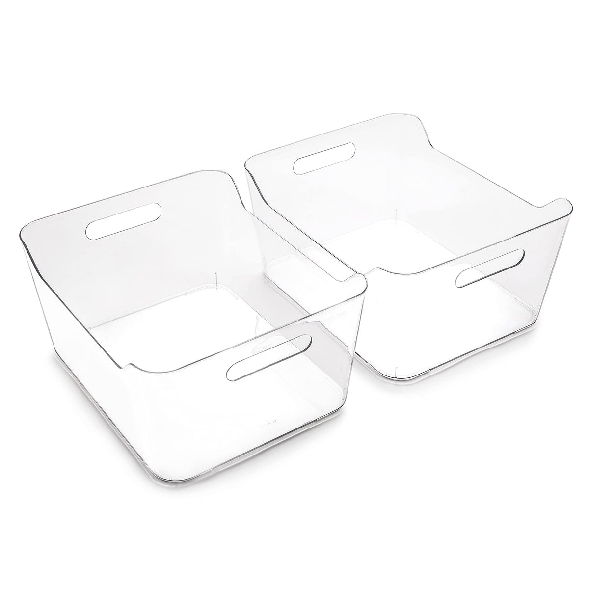 BINO | Plastic Storage Bins, Large - 2 Pack, Clear | THE SOHO COLLECTION | Pantry Organizers and Storage Containers | Fridge Organizer Bins | Kitchen Cabinet Organizer | Medicine Cabinet Bin