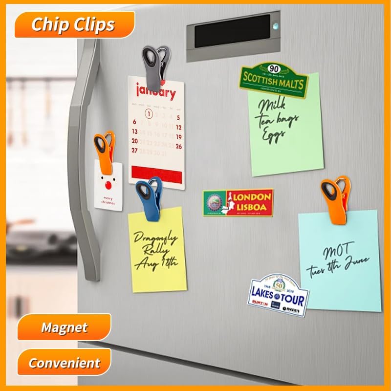 Chip Clips,Bag Clips,12 Pack Magnetic Bread Bag Food Package Fridge Magnets