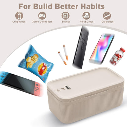 Lockable Storage Box, Small Lock Box with Combination Code for Phone/Medicine Safe/Food Home/Refrigerator/Office/Personal Items/Travel/Gift,9.25 x 5.04 x 3.62’’