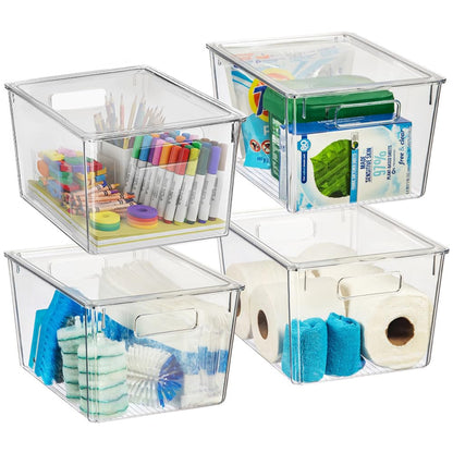 ClearSpace Plastic Storage Bins with Lids for Pantry & Fridge, 4 Pack