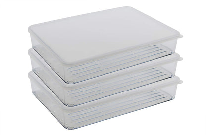 Silicook Flat Plastic Box for Kitchen for Kitchen&Refrigerator Organization, Transparent Food Storage Container for Kitchen, Fridge, Freezer (5 x 600ml)