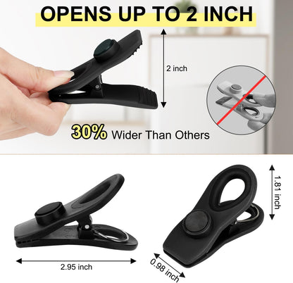 TACGEA Chip Clips, Magnetic Chip Bag Clips for Food Storage, 12 Pack, Black