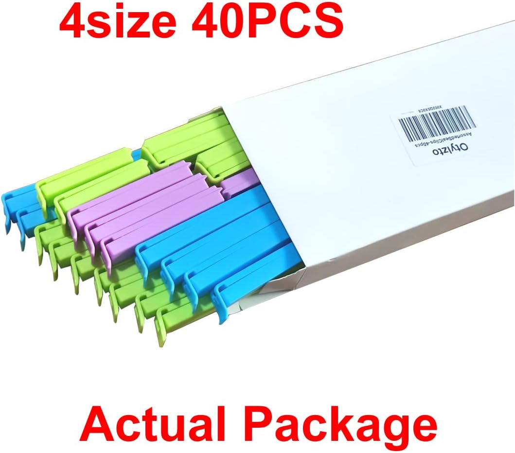Otylzto 4 Size Assorted 40 PCS Food Bag Clips Kitchen Sealing Clips