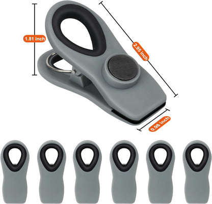 TACGEA Chip Clips, Magnetic Chip Bag Clips for Food Storage, 12 Pack, Gray