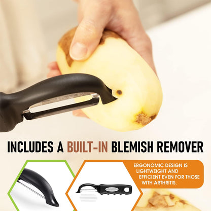 Spring Chef Original Swivel Vegetable Peeler with Soft Grip Handle, Black