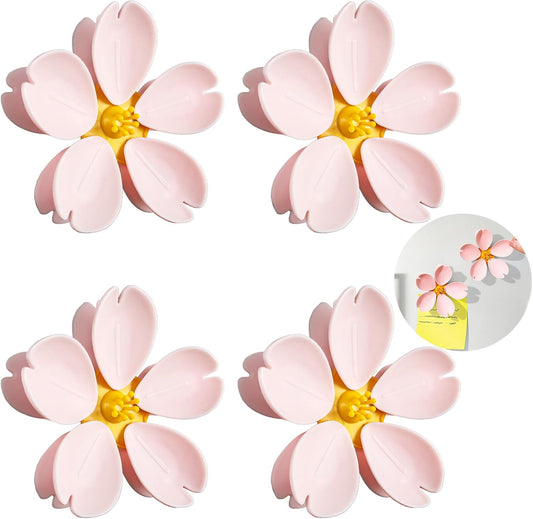 4 Pack Cherry Chip Clips Magnetic, Strong Cute Fridge Magnets Clips, Sealing Pink Chip Clips for Snack Bag Storage