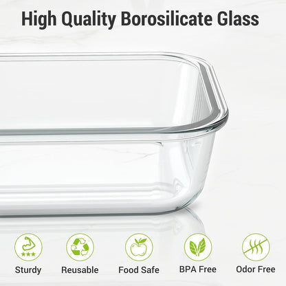 Dealusy 10 Sets 36 oz & 12 oz Glass Food Storage Containers with lids, Gray