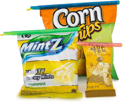 Bag Sealer Stick, Chip Clips Plastic Bag Sealer Stick, Stay Fresh Bag Sealer Sticks - 16 Plastic Closure Rods - 4 Sizes - Magic Kitchen Food Storage Clips
