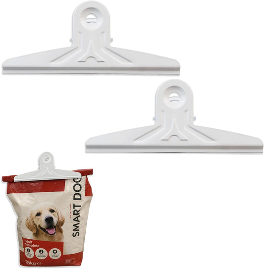 Dog Food Bag Clip - 2pcs 8.6’’ Large Bag Clips for Dog Food Extra Large Chip Clips Heavy Duty Stainless Metal No Sharp Edges Airtight Sealing Bag Clips for Pet Food Snack Storage