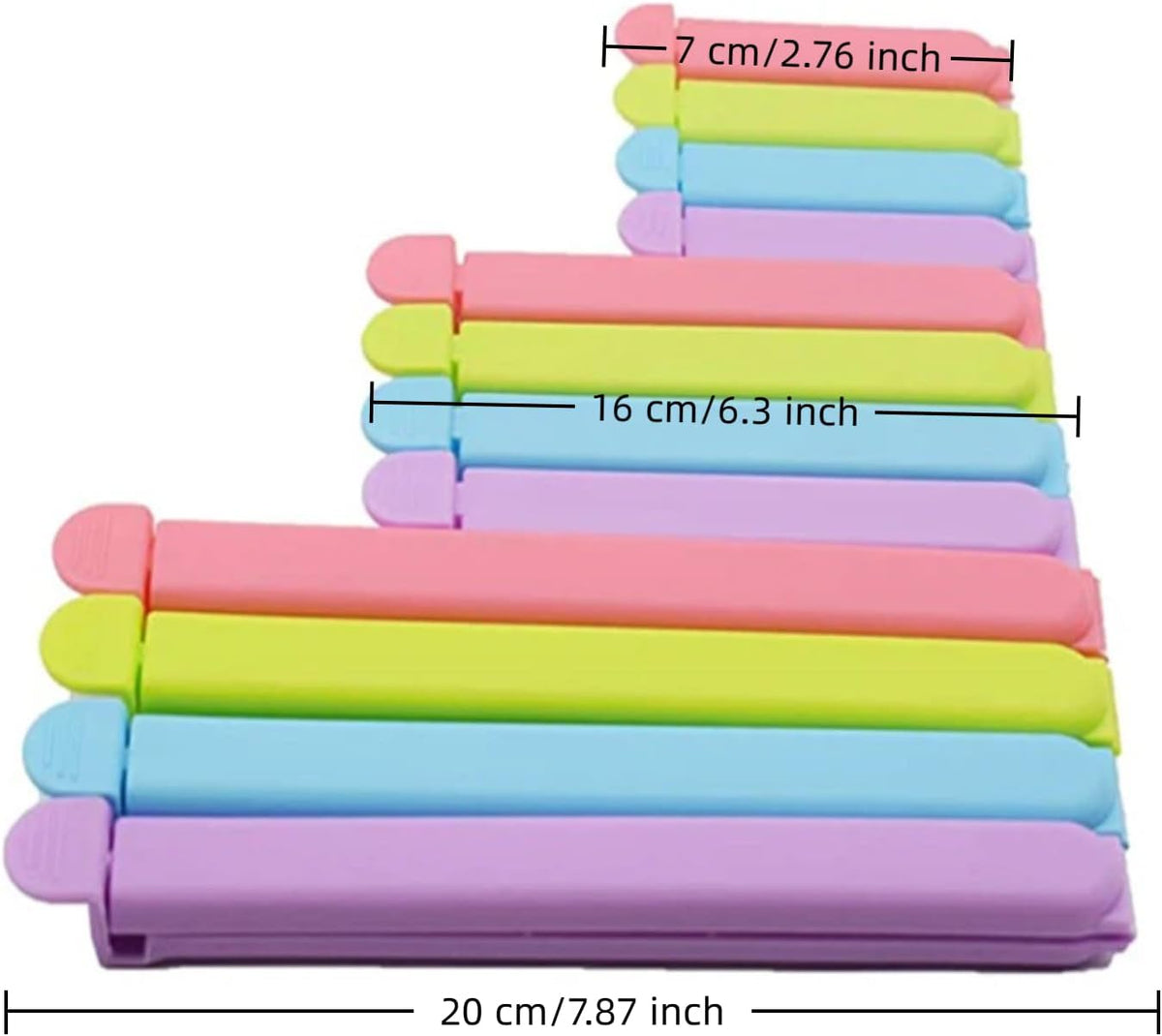 Aissmmeio12Pcs Plastic Chip,Food Grade Bag Sealer Clips for Snacks,Airtight Seal to Keep Food Fresh,Curved Design Sealing Bag Clips for Food,Kitchen and Multi Purpose Kitchen Organizer(Colors)