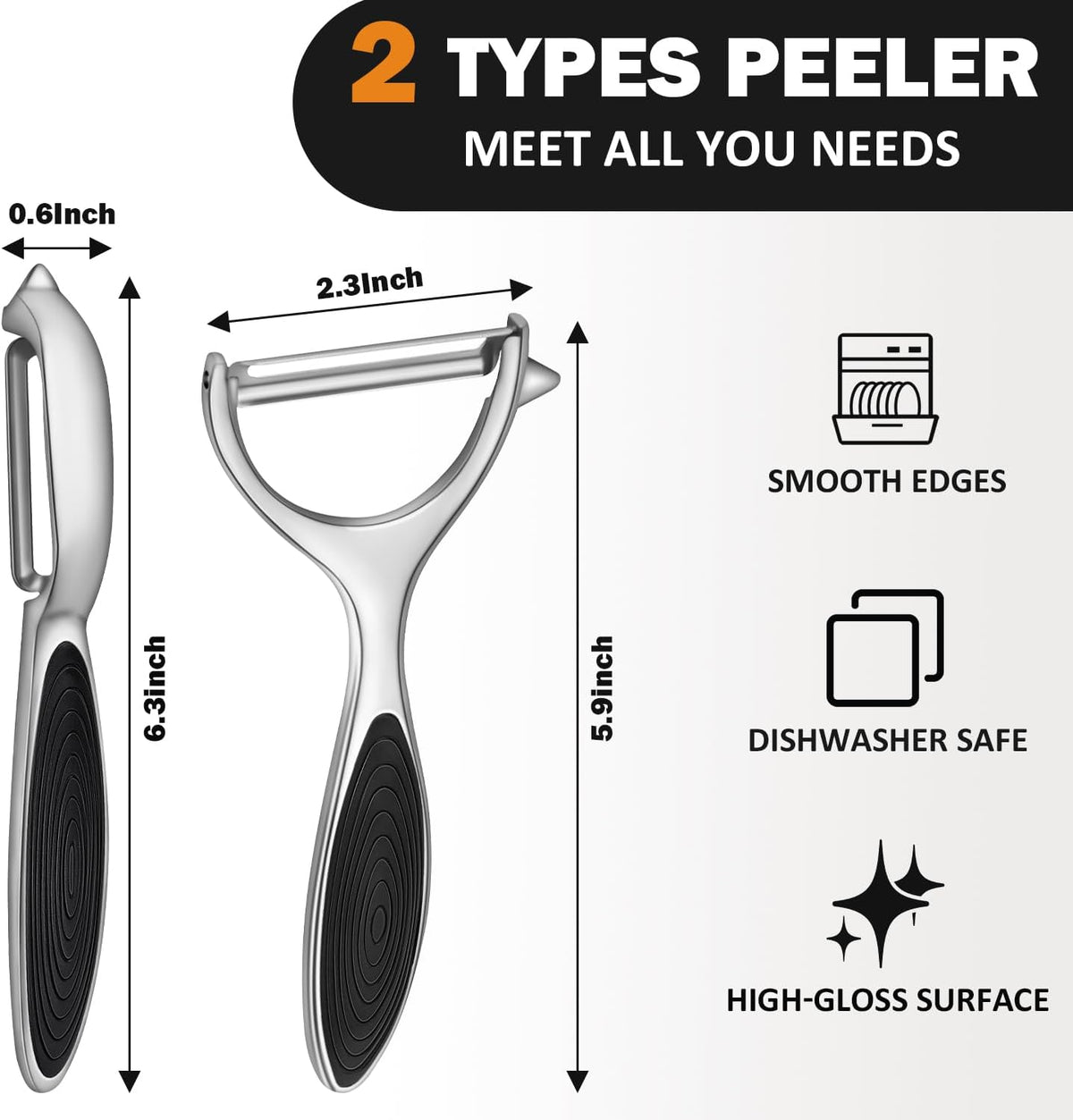TACGEA Potato Peeler, Vegetable Apple Peeler for Kitchen, Set of 2