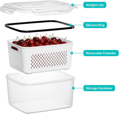 4 Pack Fruit Storage Containers for Fridge Set, BPA Free Produce Containers
