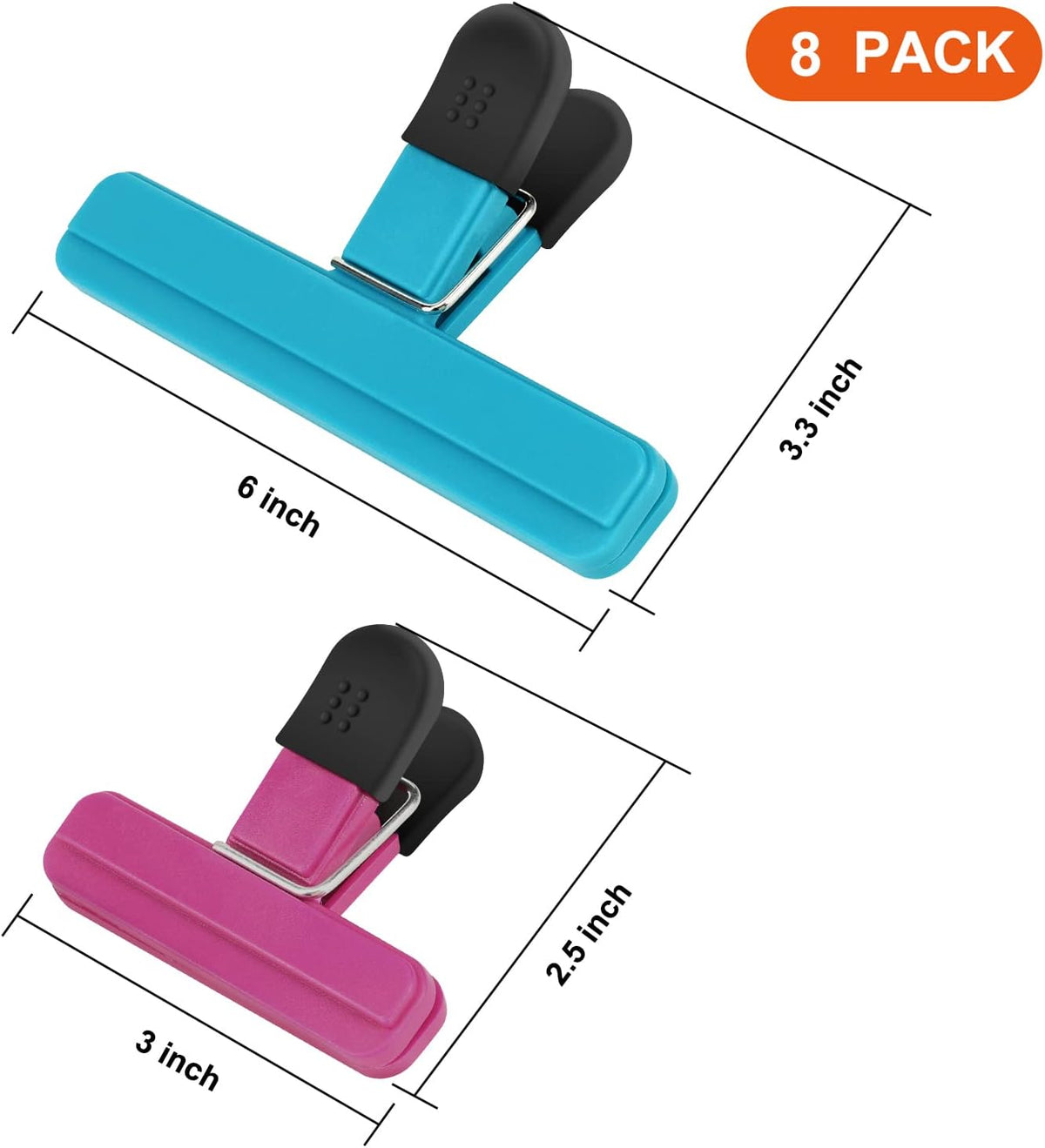 TACGEA Chip Clips, 8 Pack Bag Clips, Upgrade Wide-Open, for Food Storage