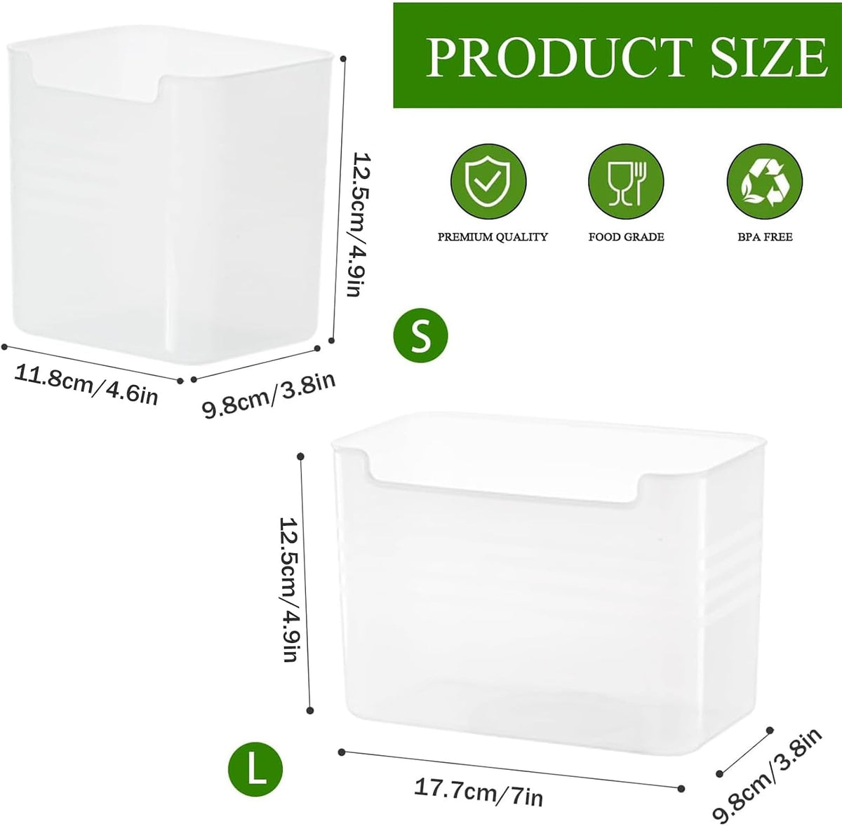 3 Pack Refrigerator Organizer Box, Plastic Refrigerator Side Door Storage Containers, Space-Saving Organizer Bins for Fridge, Refrige Drawers for Fruit and Vegetable (Clear,S*3)