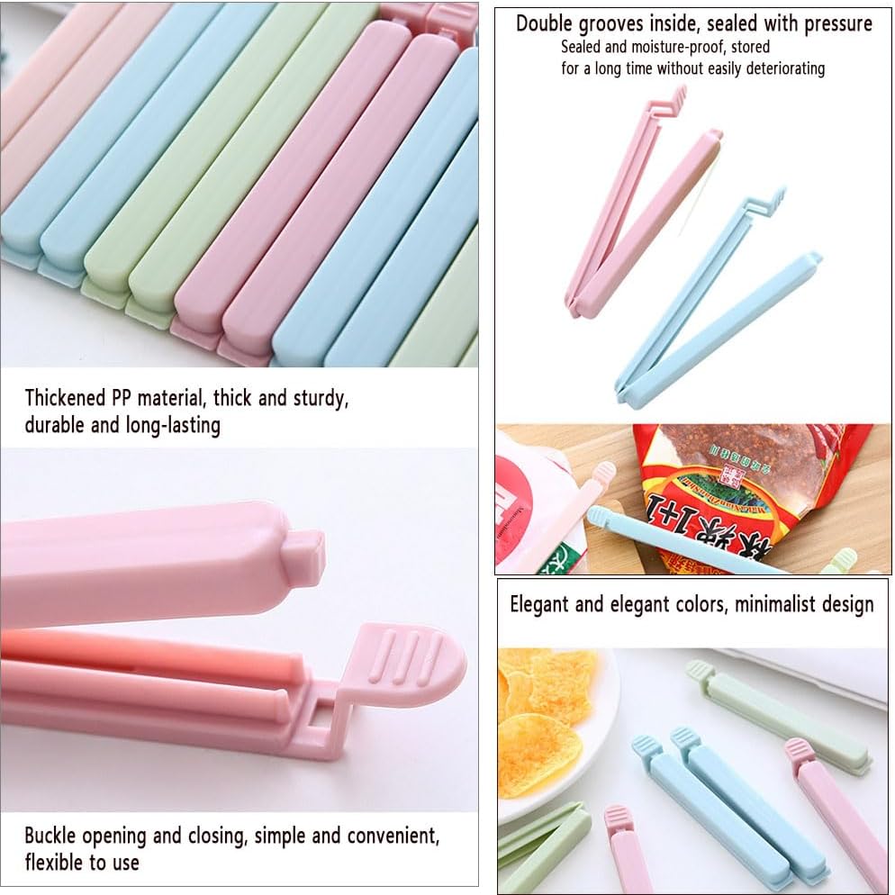 10 PCS Sealing Clip, Snack Bag Plastic Sealing Clip 4.72in, Resealable & Washable Chip Clips, for Food Storage Kitchen and Home (Light red, Light Blue)