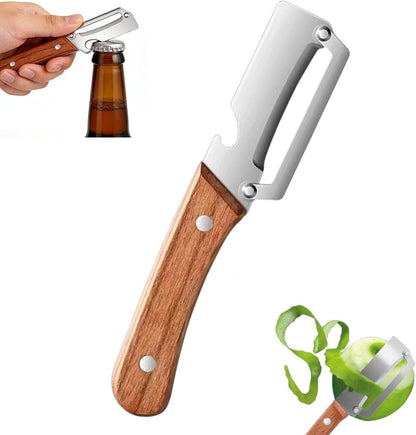 Multifunctional Vegetable Peeler with Wooden Handle for Kitchen