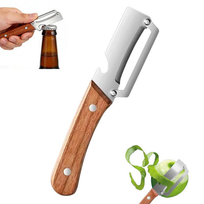 Multifunctional Vegetable Peeler with Wooden Handle for Kitchen