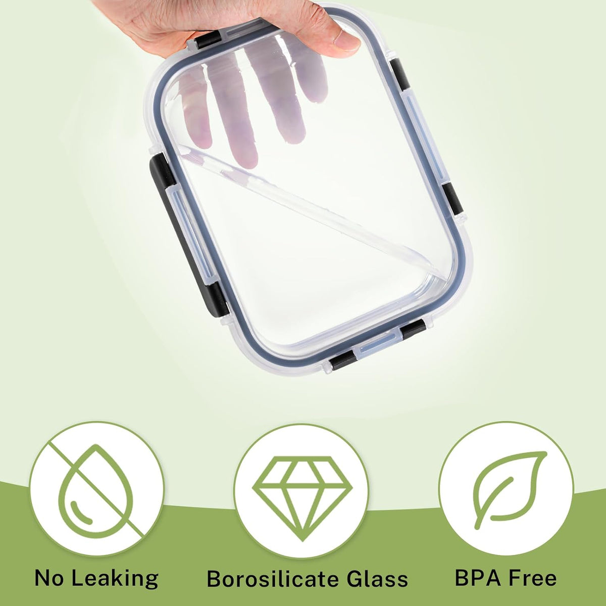 8 Pack Glass Food Storage Containers with Snap Locking Lids for Meal Prep