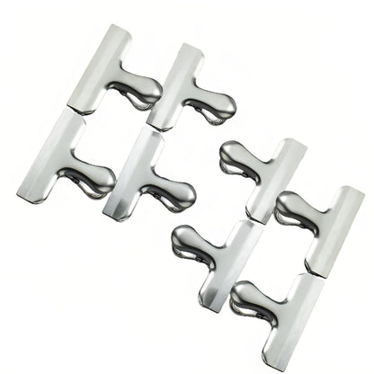 8 Pack Stainless Steel Food Sealing Clips, Heavy Duty Metal Bag Clips for Food Storage, Air Tight Seal Chip for Snack, Coffee, Bread, Kitchen Organization & Office Use(Silver)