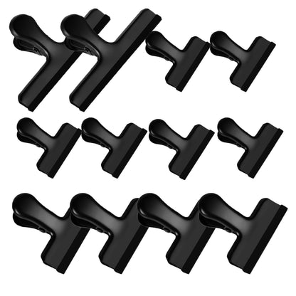 HOUSE AGAIN 12 Pack Stainless Steel Chip Bag Clips Covered with Silicone - NO More Sharp Edges - Color Coded for Food Bags - Air Tight Seal, Heavy Duty for Kitchen and Office, 3 Inches