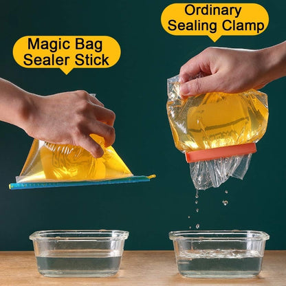 Bag Sealer Stick, Chip Clips Plastic Bag Sealer Stick, Stay Fresh Bag Sealer Sticks - 16 Plastic Closure Rods - 4 Sizes - Magic Kitchen Food Storage Clips