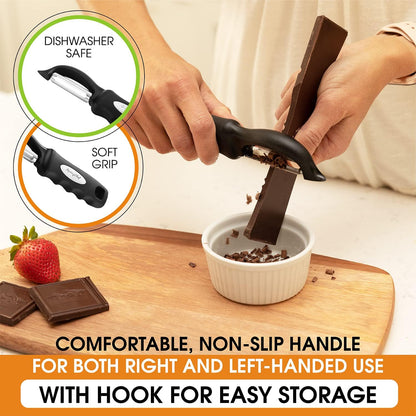 Spring Chef Original Swivel Vegetable Peeler with Soft Grip Handle, Black
