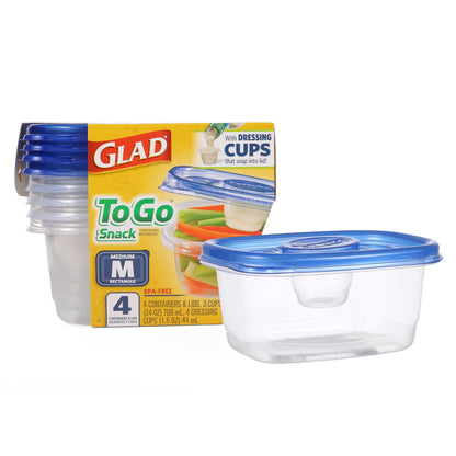 Glad GladWare Deep Dish Food Storage Containers, 64 Oz, 3 Count
