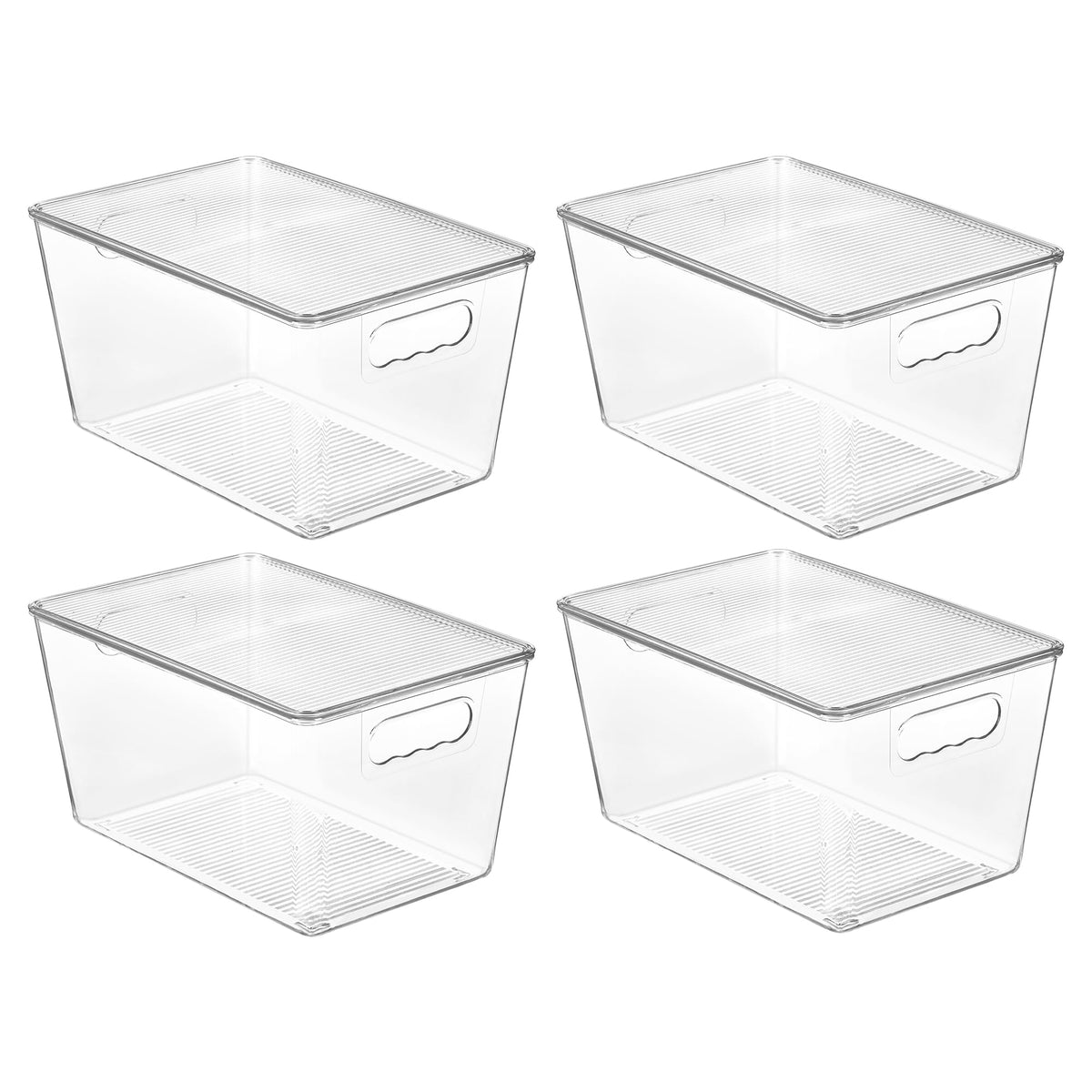 Vtopmart 6 Pack Clear Stackable Storage Bins with Lids and Handles, Medium