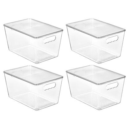 Vtopmart 6 Pack Clear Stackable Storage Bins with Lids and Handles, Large