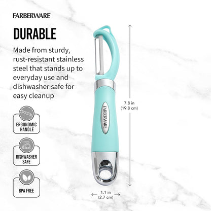 Farberware Euro Vegetable Peeler with Swivel Blade Aqua Sky