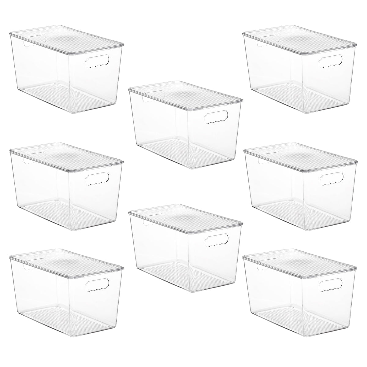 Vtopmart 4 Pack Clear Stackable Storage Bins with Lids and Handles, Large