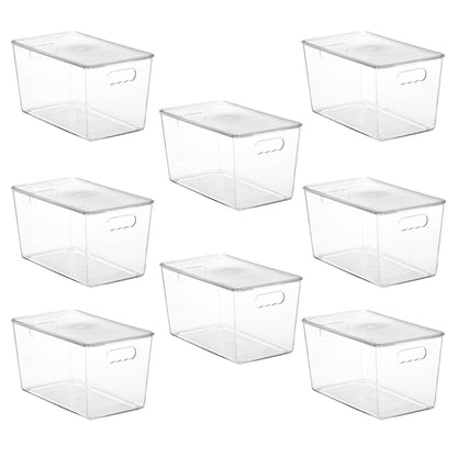 Vtopmart 4 Pack Clear Stackable Storage Bins with Lids and Handles, Large