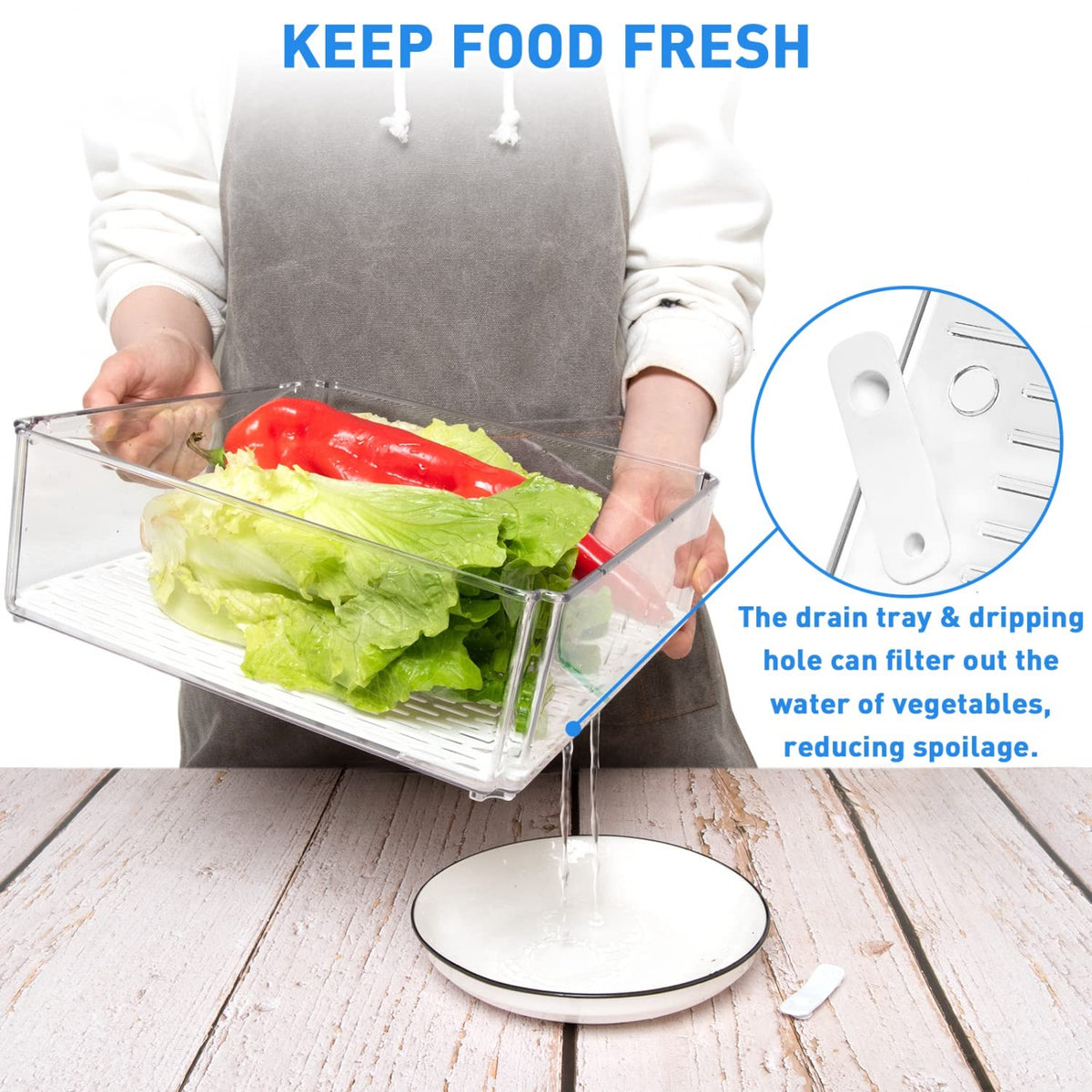 POMEAT 10 Pack Clear Fridge Organizers and Storage with Lids - Stackable